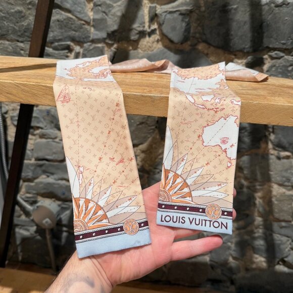 Louis Vuitton LV Map Print Silk Bandeau Scarf - Picture 2 of 8